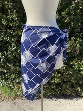 NOS 60s VTG DeWeese Design Sarong Wrap Tie Beach Swim Cover Up Blue Sunburst