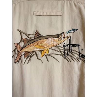 Vtg 90's  Fishing Vacation Guy Harvey Snook Shirt  Embroidery Ventilated XL