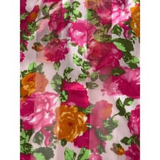 Pink Floral Sheer Long Scarf Orange Rose Print Lightweight Rectangular Wrap 60"