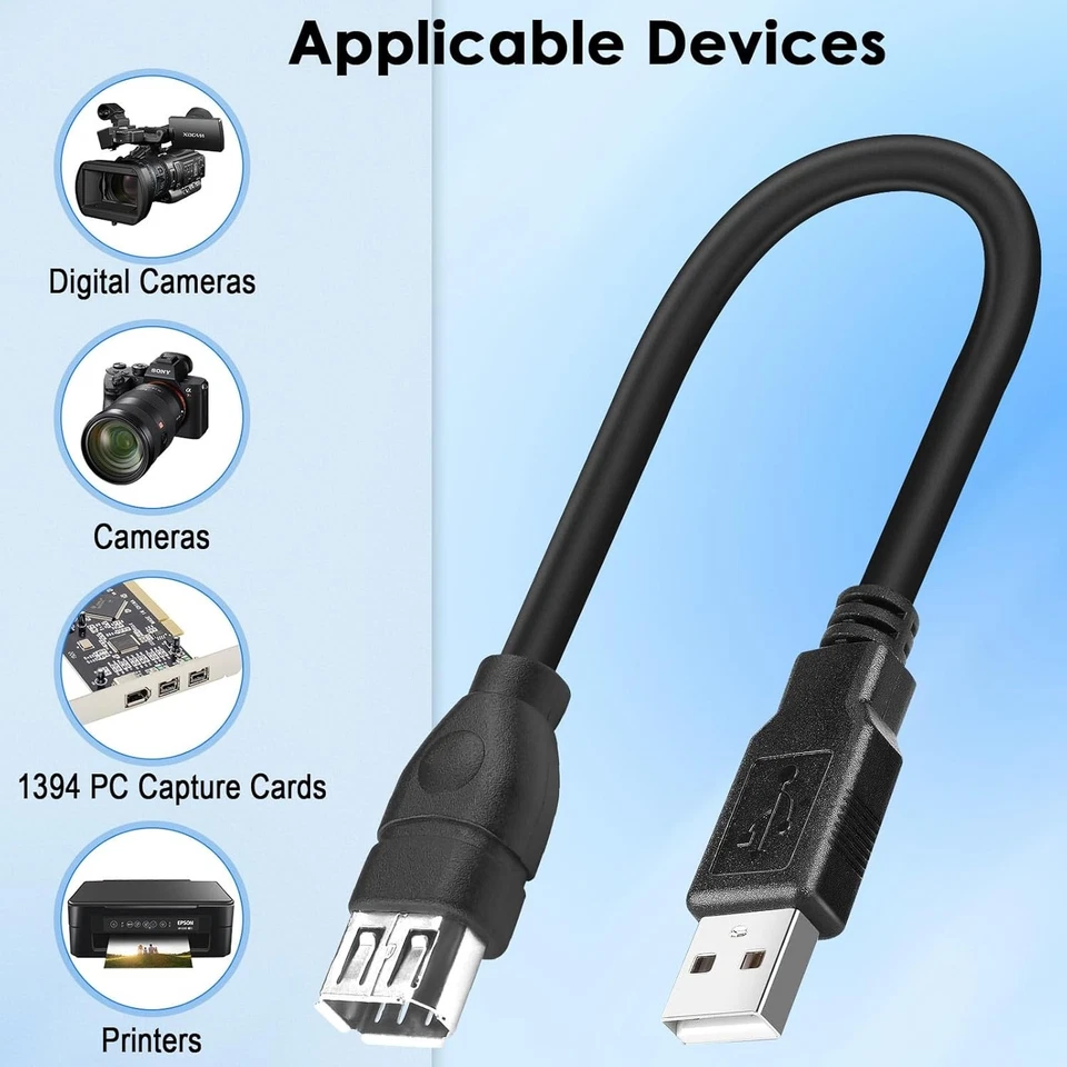 Firewire IEEE 1394 6 Pin Female to USB A Male Adapter Cable, 6 usb 6 pin  - Image 3 of 4
