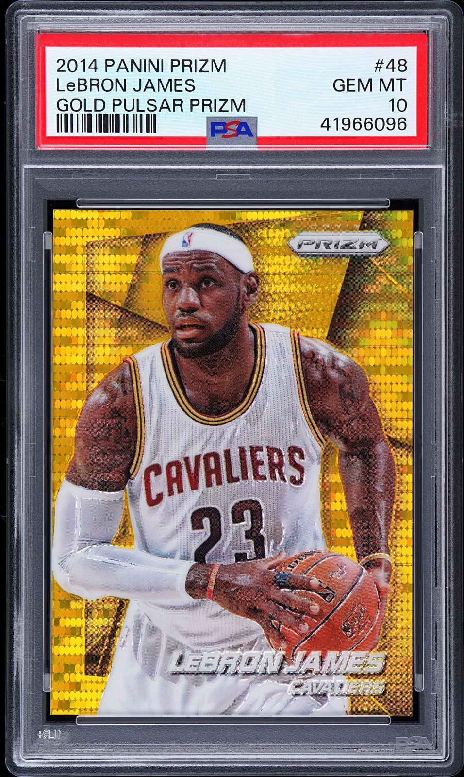 2014 PANINI PRIZM GOLD PULSAR PRIZM #48 LEBRON JAMES 10/10 PSA 10