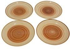 Gibson Diner Plates OCEAN DREAM BROWN 10 3/4" Set Of 4 Embossed Rings EXCELLENT