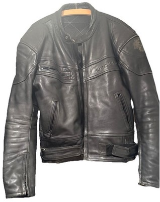 Black Leather Motorcycle Jacket From The Brand Look Well Made Size XL 54 XXL