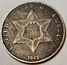 1861 Three Cent Silver. Nice Original