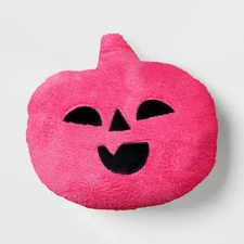 Hyde and EEK! Boutique Halloween Neon Pink Pumpkin Shaped Throw Pillow #C705
