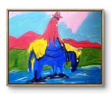 Original Art Riding Through 14x11 Colorful Modern Art Acrylic Painting Canvas