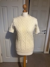 Size L Ladies Cable knit Short Sleeve Polo Neck Jumper Unbranded