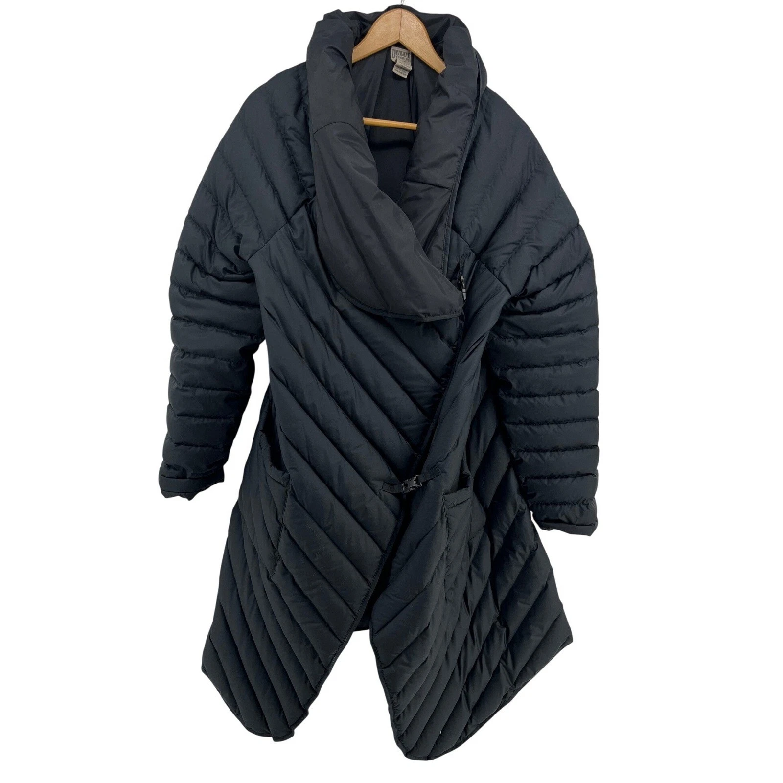 Duluth Trading Co Cold Reliable Down Poncho Black Quilted Wrap Coat Women's M/L