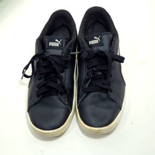 Puma Sneaker Men's 11 Black Faux Leather Lace Up Low Top Athletic Shoe Smash V2