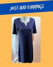 Talbots short-sleeve stretch knit tee-shirt dress SizeS with necklace