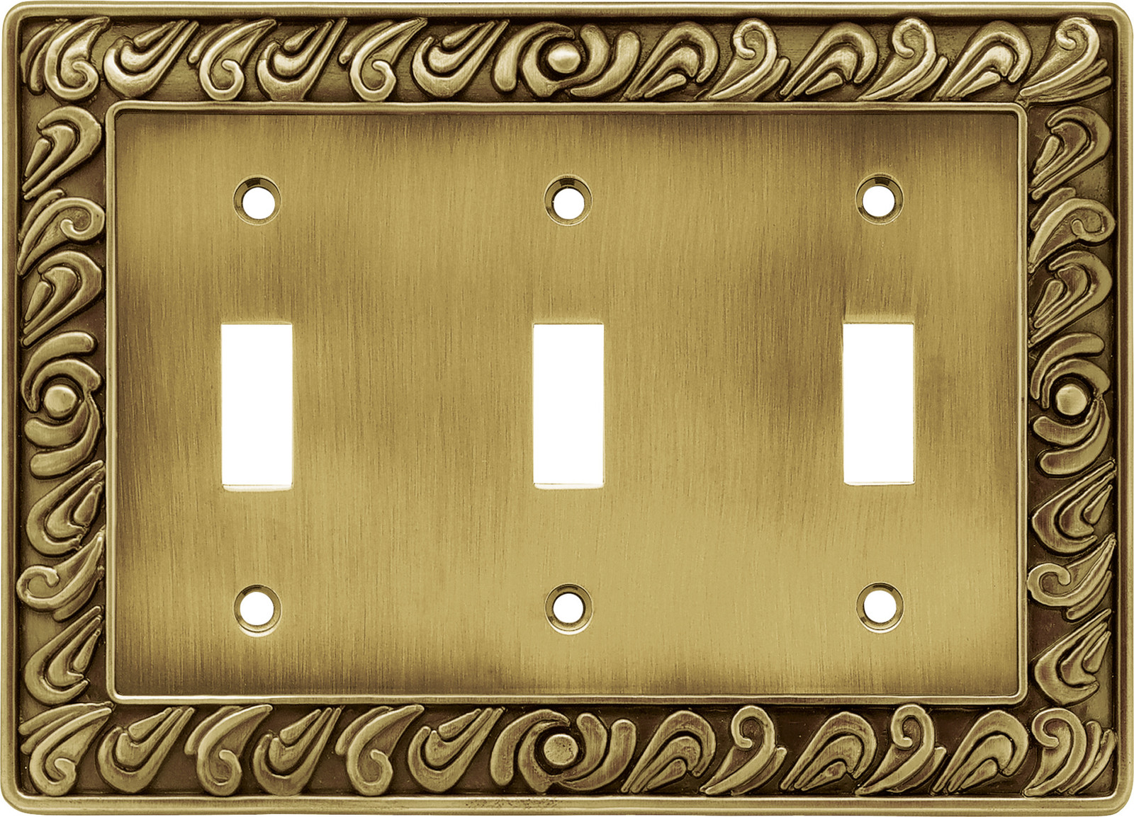 Franklin Brass 64055 Triple Wall Plate in Brass Paisley Series
