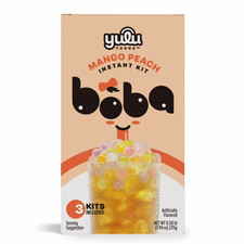 Yulu Instant Boba Mango Peach Tea, Bubble Tea Kit, 3 Drinks...