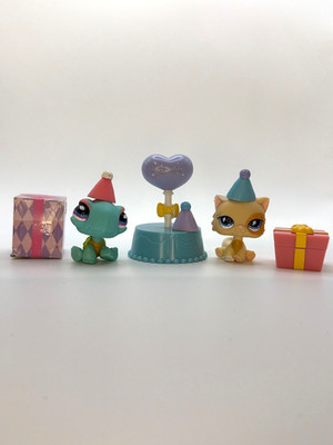 LPS #521 Persian and #522 Turtle Birthday Celebration Littlest Pet Shop   HTF