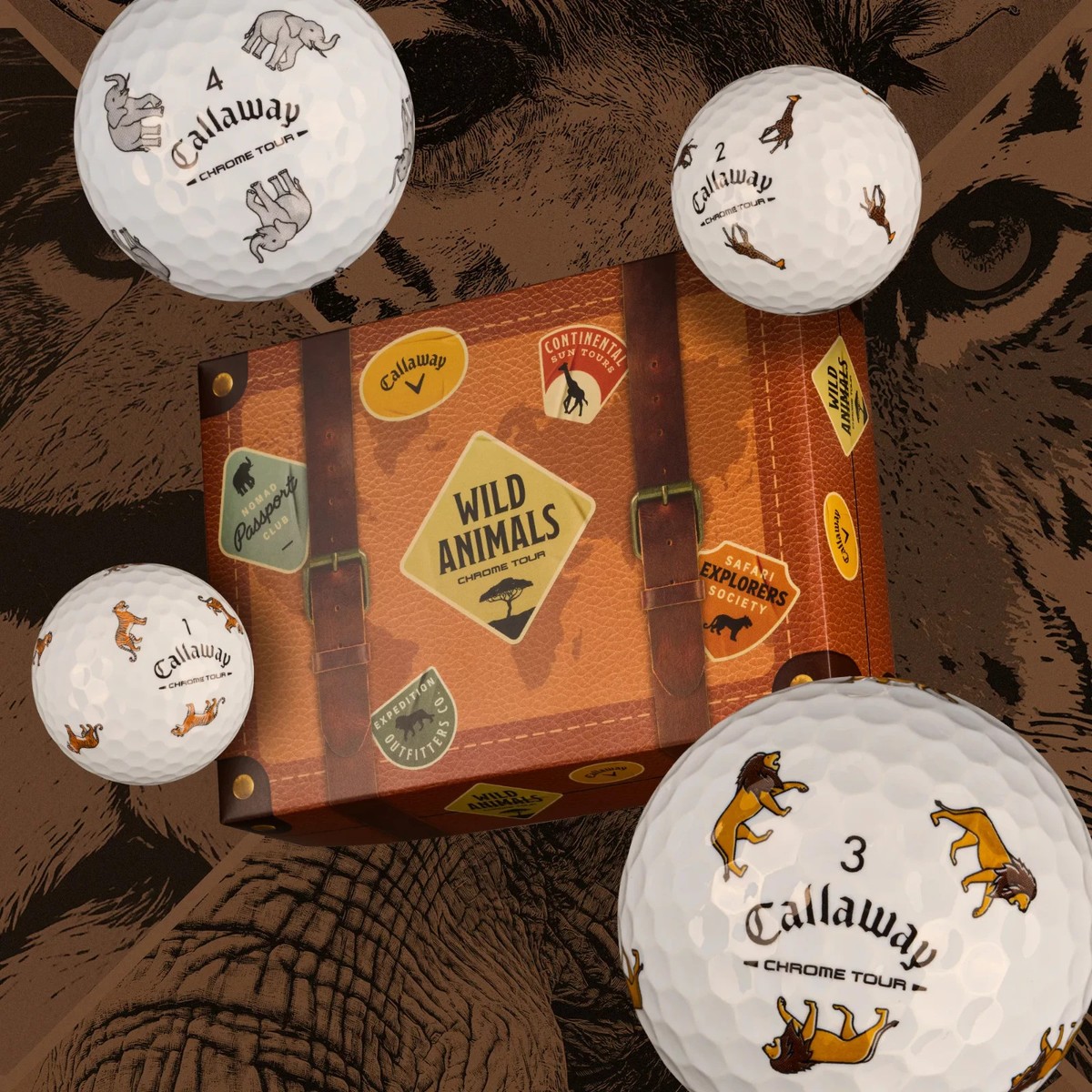 Callaway WILD ANIMALS Limited Edition Chrome Tour Golf Balls Lion