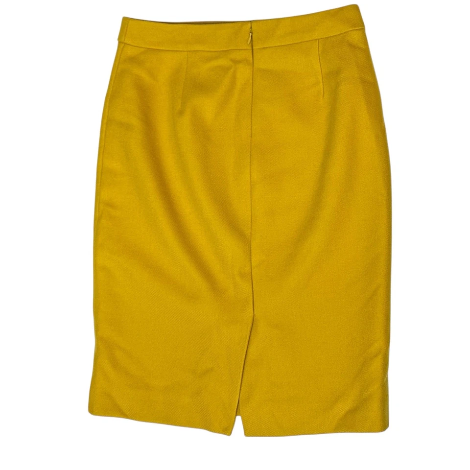 J. Crew Double Serge Pure Wool No. 2 Falda Lápiz Amarillo Mostaza 47314 Talla 00 Foto 4 de 4
