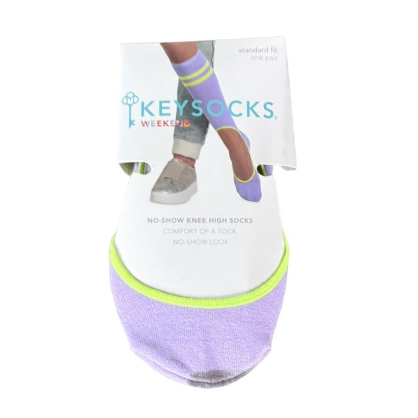 KEYSOCKS No Show Knee-high Socks NWT Pair Standard Fit Purple