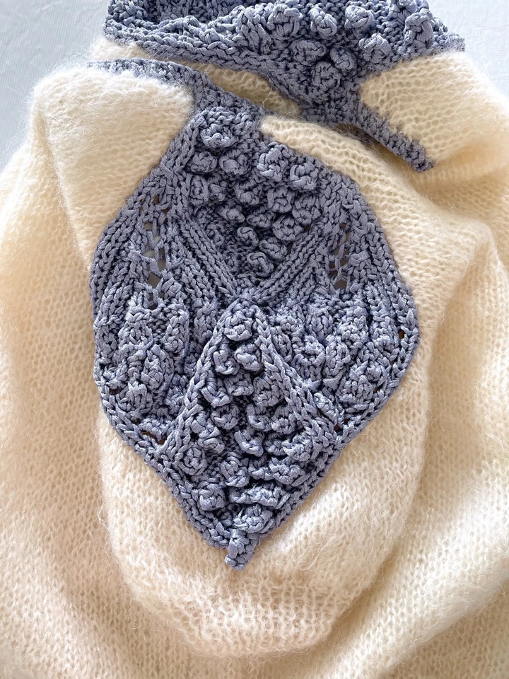 Vintage Size 10 Hand Knitted Cream Mohair Quirky Statement Shoulders Puff Sleeve - Image 2 of 4