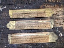3- Vintage Stanley No. 36 1/2 Boxwood & Brass Carpenters Rulers.