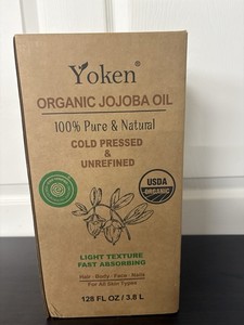 Yoken Pure Jojoba Oil Organic USDA Certified 128fl oz, 100% Natural Massage Oil