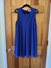 Cobalt Blue Pleated Shift Dress BCBGeneration Size Small Flowy Sleeveless Summer