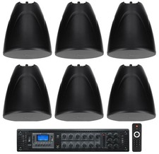 6 Rockville PEN-80T BLACK 8" 70V 40W Hanging Pendant Speakers Commercial Amp