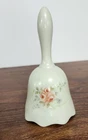 Vintage Floral Milk Glass Bell Hand Bell Cottage Decor 5.5" Pink Roses