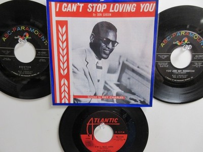  4 'RAY CHARLES' HIT 45's+1PICTURE[I Can't Stop Loving You] THE 50's&60's !  