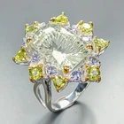 Vintage 20 ct Natural Green Amethyst Ring 925 Sterling Silver Size 8 /R459630