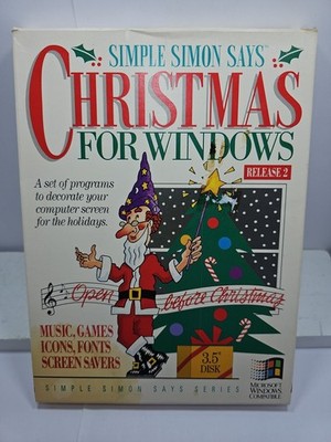 Vtg. Simple Simon Says Christmas for Windows 1994 PC Computer Program 3.5'' FD
