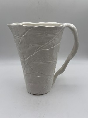 VTG Michael Aram Ceramic White Forest Leaf Pitcher READ CONDITION NOTES