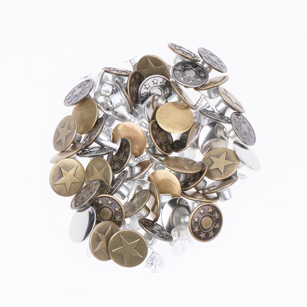 50 Sets Snap Button Fastener Buttons for Clothes Jean Replacement Kit