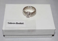 Silpada Sterling Silver Woven Mesh CZ Accent Stretch Ring SZ Small 6 R2980