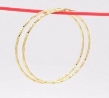 3" 75mm Twisted Shiny Round Hoop Earrings 14K Yellow Gold-Plated Silver 925