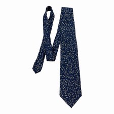 Music Theme Tie Navy Tan Mens Novelty Neck Tie Musical Notes Band Chior Concert