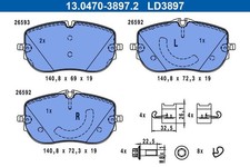 ATE CERAMIC BREMSBELÄGE SATZ VORNE passend für MERCEDES C-KLASSE | 13.0470-3897.