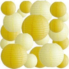 20Pcs Yellow Paper Lanterns Decorative, 6"8"10" Hanging Round Paper Lanterns