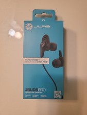 JLab JBuds Pro Signature Earbuds Black EPRORBLK123 Removeable Cush Fins - NEW 