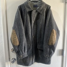 Vintage Pendleton Field Hunting Jacket Wool Mens Large Gray Elbow Pads