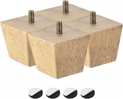 4er Pack Ersatz 2''/5cm kleine quadratische Massivholzmöbelbeine - Naturholz