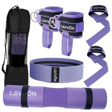 7Pcs-Barbell Pad Set for Hip Thrust - Squat Pad, Bench Press Workout Purple