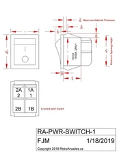 Electronic Red Rocker Style Power Switch,  by RetroArcade.us, KCD4, KCD4-101