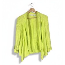 Chico's Women's S Coastal Resortwear Artsy Linen Roll Tab Draped Jacket Blazer