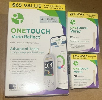 NEW OneTouch VERIO Reflect Blood GLUCOSE Monitoring System + 90 test strips