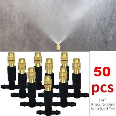 50pcs Garden Misting Set  4/7 Pvc Cooling System W/ 1/4'' Brass Adjustable Spraye