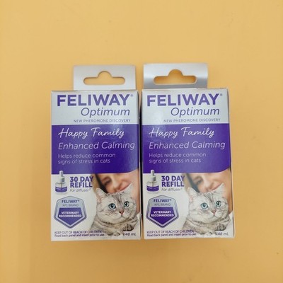 X2 Feliway Optimum 30 Day Refill EXP 2/2026 Happy Family Cats Calming Diffuser