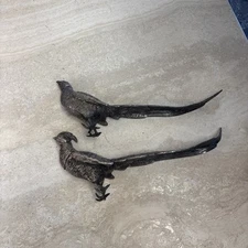 Pair Antique WB Co. Weidlich Brothers Silverplate Pheasant Bird Figurines  11”