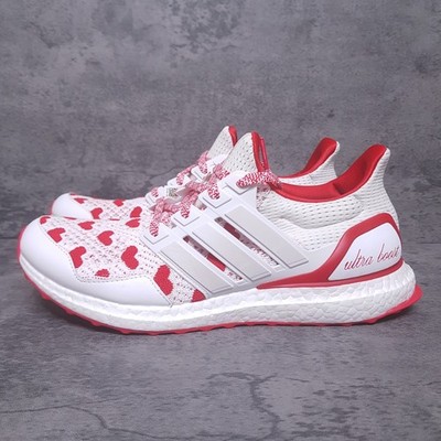 ADIDAS Ultra Boost 1.0 Running Shoe Women 6.5 Valentines Day Heart White Red Nby
