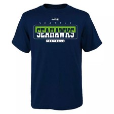 NFL Seattle Seahawks Boys' Short Sleeve Cotton T-Shirt Navy, Large 12/14