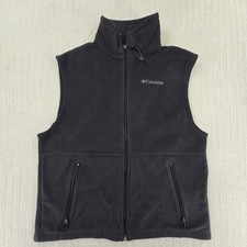Columbia Steens Mountain Fleece Vest Mens Small Black Full Zip Outdoor Logo