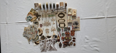 Scrapbooking Junk Journal Zubehör Set Vintage Papiere Washi Tapes Metallrahmen